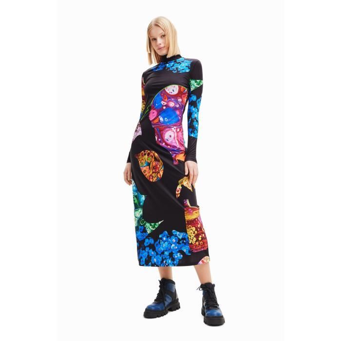 Robe Desigual Taille M (38 FR) - Imprimé Floral Multicolore, Moulante, 100% Viscose - Excellent état