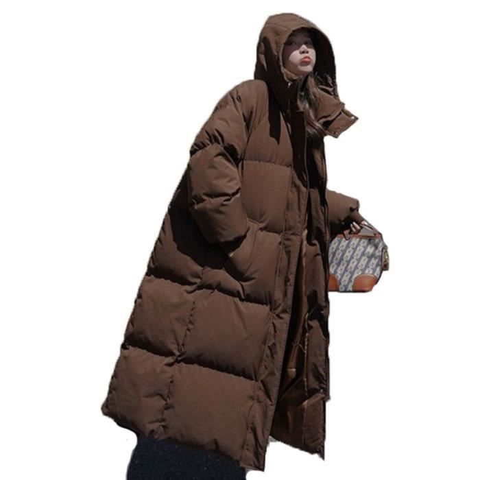 Doudoune Femme YOUCAI Capuche Longue Chaud Épaissir Brun Brun