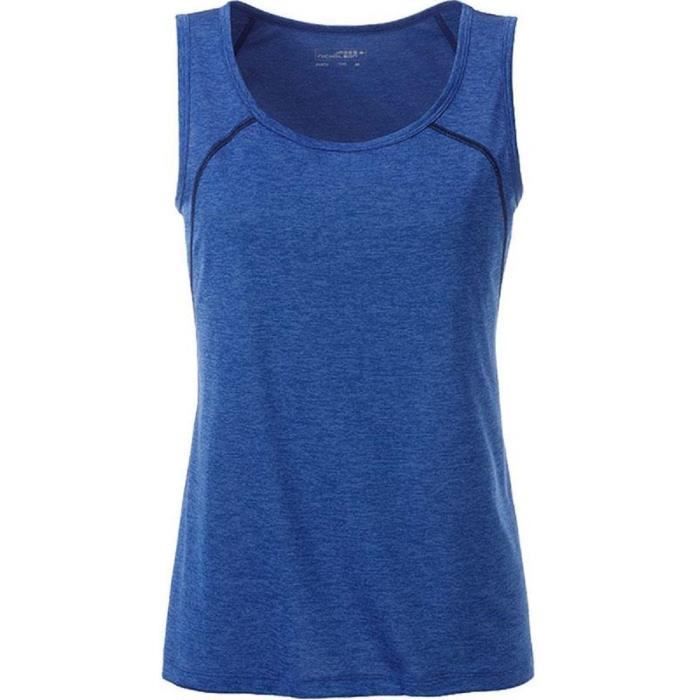 Débardeur running respirant - Femme - JN493 - bleu mélange Débardeur running respirant - Femme - JN493 - bleu mélange