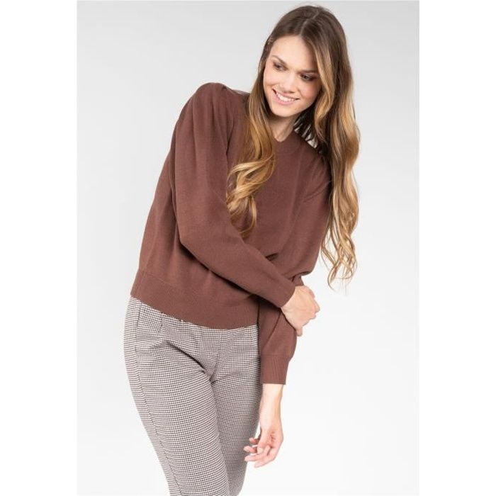Pull femme Deeluxe barbara m+ - marron café - XL