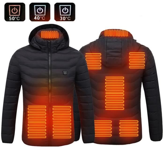 Doudoune Homme à Capuche USB Chauffant - Noir - Sports dhiver - Ski