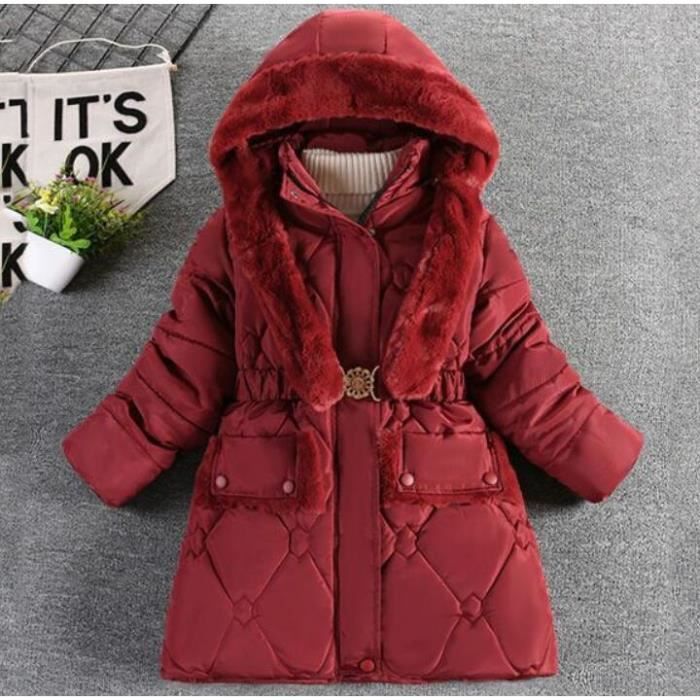 Manteau D'Hiver Long Pour Fille - Parka Épais à Capuche, Coupe-Vent Et Chaud - Tissu Doux - Tailles 4 à 14 Ans