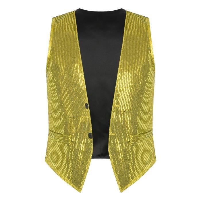 Freebily Gilet à Paillettes pour Homme Femme Cardigan Ouvert Top Danse Freebily Gilet à Paillettes pour Homme Femme Cardigan Ouvert Top Danse