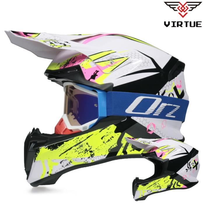 Casque Vtt Casque Motocross Unisexe – Avec Lunettes, Gants, Masque – Certifié DOT/ECE – Pour VTT, BMX, Quad, Dirt Bike Casque ABS EPS Protection Choc