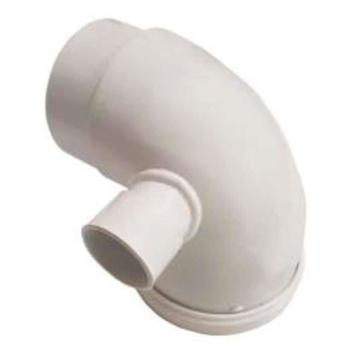 Pipe WC courte mâle 90° avec piquage gauche femelle Nicoll - diamètre 40mm en PVC blanc
