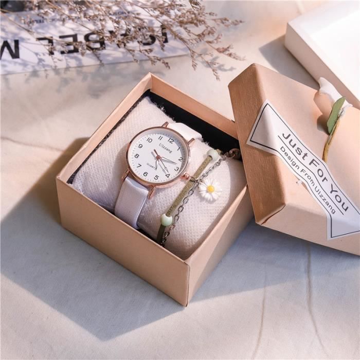 Coffret Cadeau Ensemble Montre Femme et Fille - Petit Coffret Cadeau Design  Simple - Montre Quartz + Blanc , - Achat/vente montre Femme Adulte -  Cdiscount