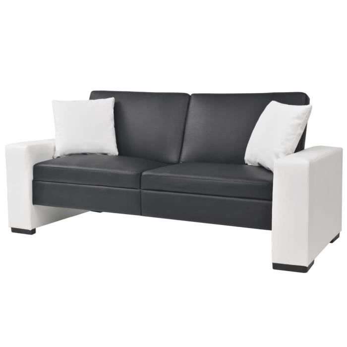 640|jilm* sofa convertible - scandinave - canapé-lit réglable de salon réglable avec accoudoirs pvc noirsofa convertible - scandinav