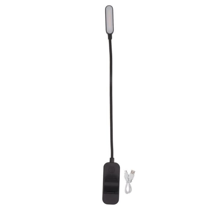 Pwshymi Lampe Pupitre Musique LED – Double Bras Flexible – Clip & Recharge USB – 8 LED – Lecture & Chevet