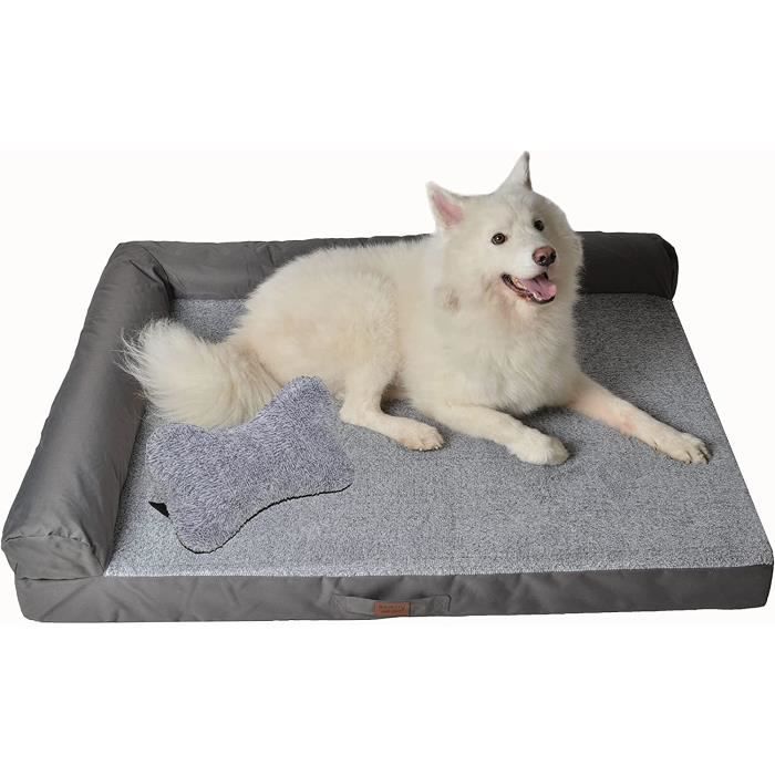 Comparer les prix de RAIKOU Canapé pour Chien, Lit pour Chien Intérieur, Lit pour Chien Chat Lavable et Antidérapant Deluxe Panier 100x80cm Gris Clair
