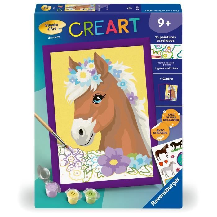CreArt Kids 18x24cm Cheval fleuri Kit de peinture par numéros Numéro dArt Dès 7 ans 25906 Ravensburger CreArt Kids 18x24cm Cheval fleuri Kit de peinture par numéros Numéro dArt Dès 7 ans 25906 Ravensburger