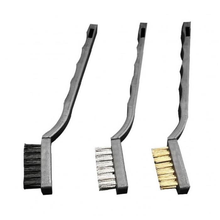 Lot De 3 Brosses à Fils Métalliques Plaquées Laiton – Poignées Ergonomiques Rouges, Idéales Pour Le Décapage