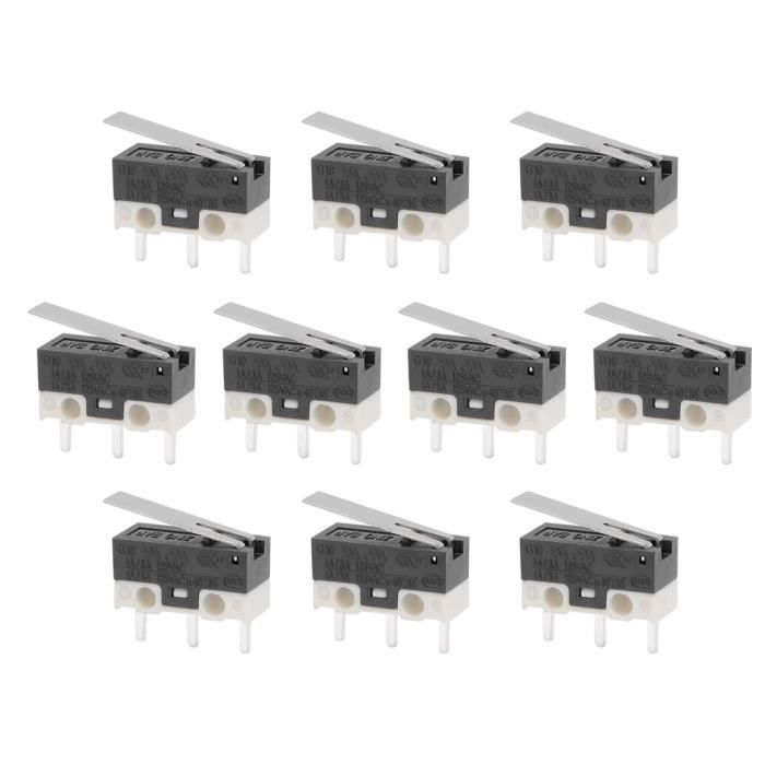 2 pcs R Type Levier actionneur miniature micro interrupteurs Noir