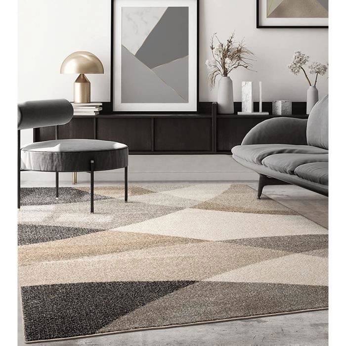 Tapis moderne - The Carpet PEARL - Motif vagues - Beige 120x160 - Synthétique