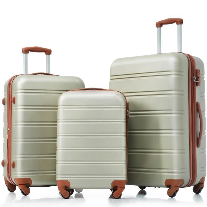 Set valise rigide trolley roulette silencieuse 360° matériau ABS