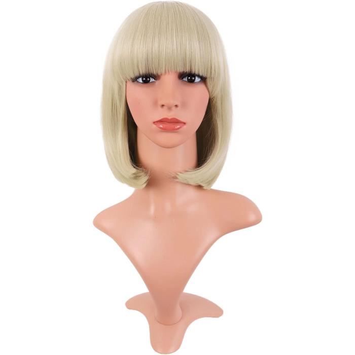 Perruque Synthétique Courte Rouge Lisse Avec Frange - 35cm - Bonnet Moyen - Neuf Sans étiquettes
