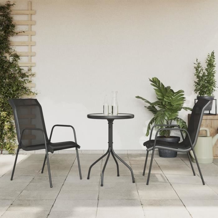 vidaXL Ensemble à manger de jardin 3 pcs acier - vue 3