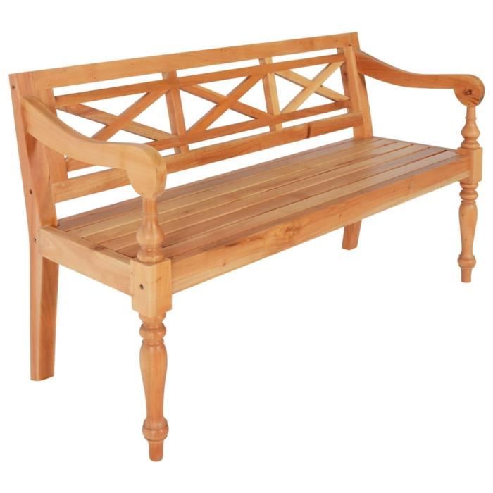 "top" banc coffre jili - design relax - banc salon batavia 123 cm bois d'acajou massif marron clair,17,7 kg