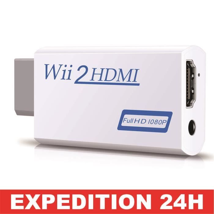 Adaptateur Wii vers H-D-MI Convertisseur Wii vers H-D-MI Connecteur de Console de Jeu Wii vers vidéo H-D-MI 60Hz 720P 1080P +