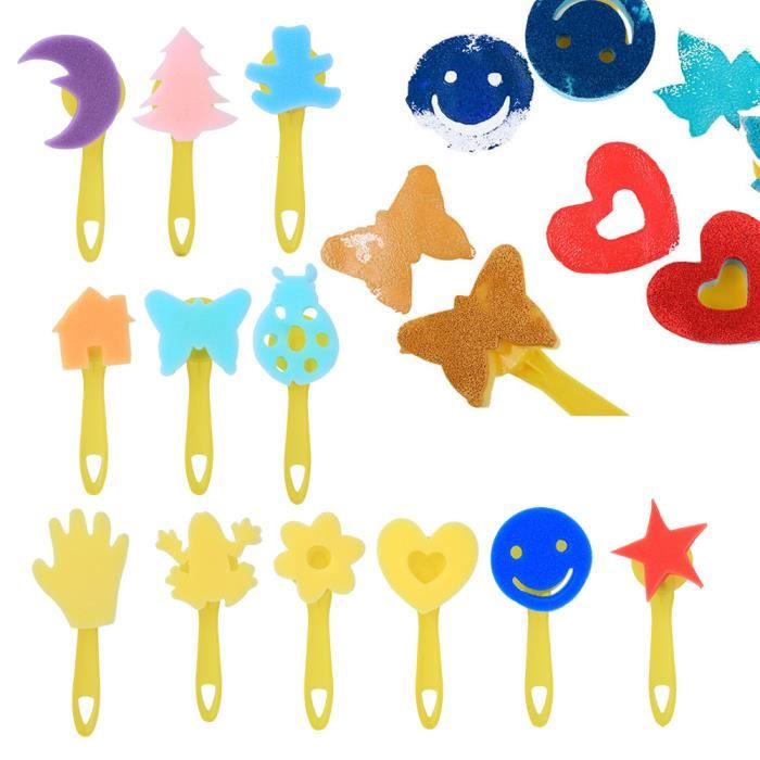 1set Art Brush Sponge Floousse Sceau d'éponge pour enfants jouant de l