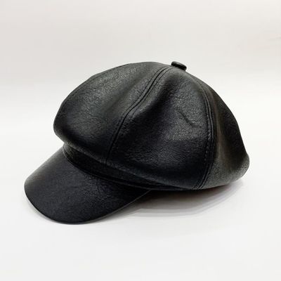 Casquette Newsboy Femme En Cuir Synthétique – Style Rétro Octogonal – Visière Large – Pour Hiver, Sorties
