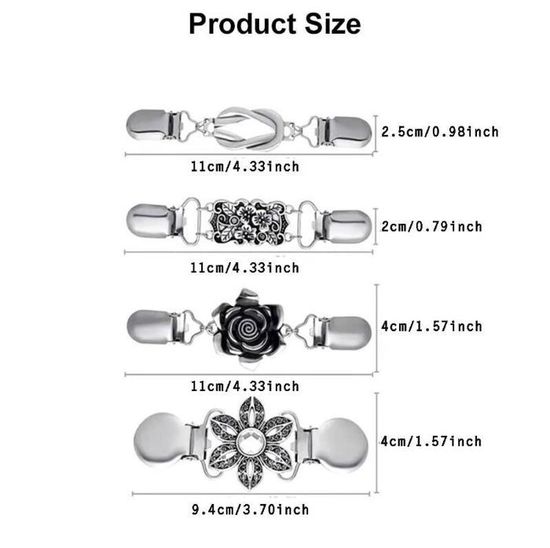 Clips Pour Cardigan Ou Écharpe - Lot De 2 - Style Vintage Strass - Fixation Robe, Pull - Femme