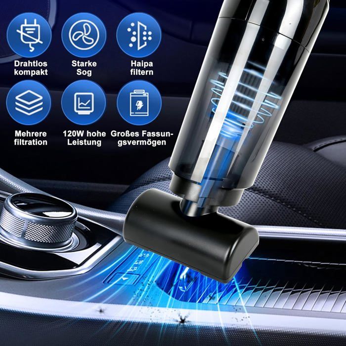 Mini Aspirateur Puissant Rechargeable Aspirateur Main Sans Fil 16000Pa - 4 En 1 Léger Pour Voiture, Maison, Poils Animaux Mini Aspirateur Main Rechargeable