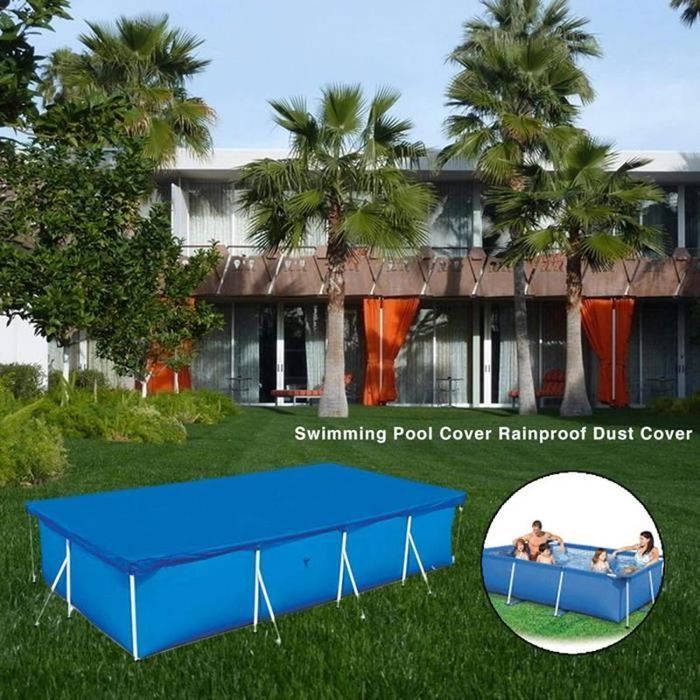 Couverture de piscine tubulaire rectangulaire - Cache-poussière-bleu ...