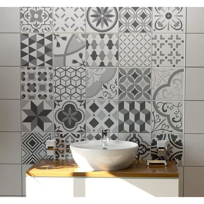 Auto-adhésif décoratif carreau  Art de tuiles mural - sticker carrelage  salle de bain et cuisine carrelage adhesif - 10x10 cm (20 pièces) - Design  Marocain : : Cuisine et Maison