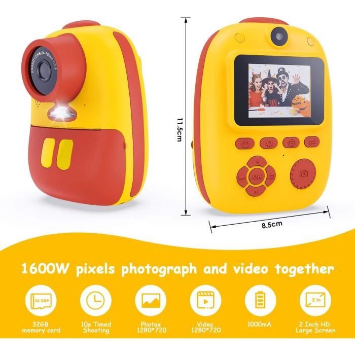 Appareil Photo Numérique Orange Instantané 1080P Avec Papier Photo  Thermique Pour Enfants - Cdiscount Appareil Photo