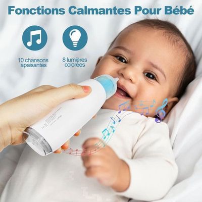 Mouche-bébé électrique Avec 3 Niveaux D'aspiration Et 3 Embouts En Silicone - Fonction Musique, Recharge USB-C, Pour Nez Bouché