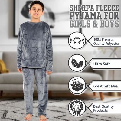 Pyjama Enfant Garçon Fille 2-14 Ans Hiver Polaire - Ensemble 2 Pièces Chaud Haut Pantalon Doux