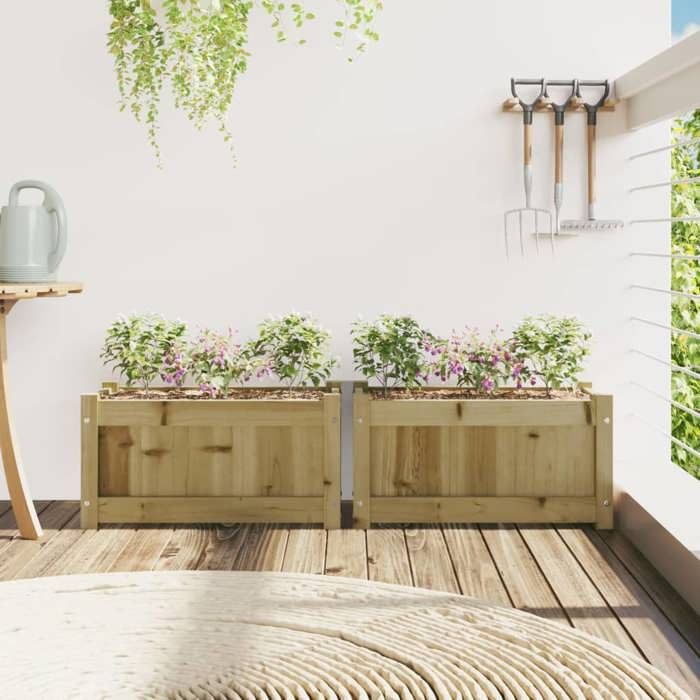 Jardinière Extérieure VidaXL En Bois De Pin Imprégné – 90x50x50 Cm, Lit Surélevé, Bac à Fleurs Pour Jardin Et Terrasse