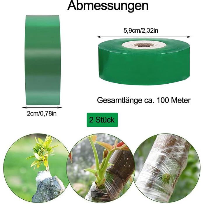 2 Rouleaux De Ruban De Greffage PE Transparent - 120 M Par Rouleau - Pour Greffe D'arbres Fruitiers (agrumes, Noix, Etc.)