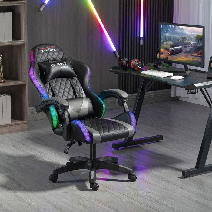 Astrad AS 900 LED BK Fauteuil/Chaise de Bureau Gaer Noir Gris