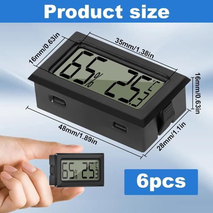 Mini thermomètre hygromètre d'intérieur 3pcs, thermomètre hygromètre  numérique, indicateur de température et d'humidité de précision-noir