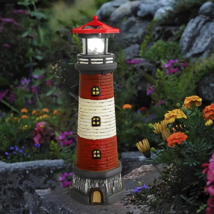 Décor Phare En Bois Avec Lumières - Thème Nautique Et Plage, Couleur Rouge, Neuf