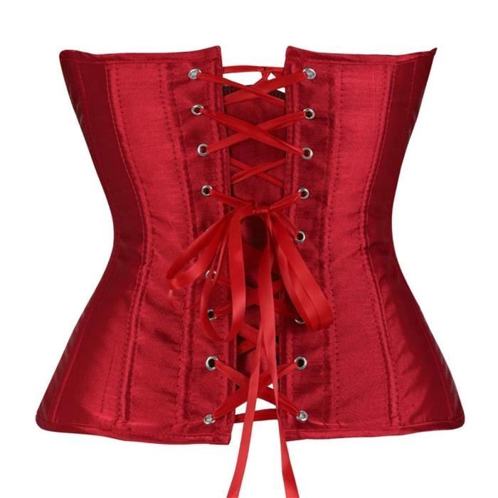Corset Galbant Gothique En Satin Pour Femme Grande Taille - Noir - Lacets Ajustables Et Baleines