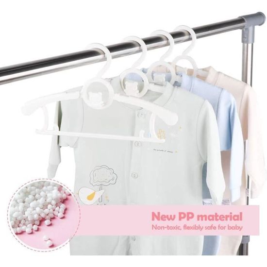Cintres Bébé Extensibles Ilauke - Lot De 20 Avec Crochets Ours | Réglables 29-37 Cm Antidérapants