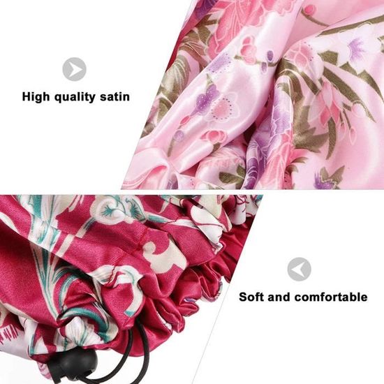 Lot de 4 bonnets de nuit doublés en satin pour femme