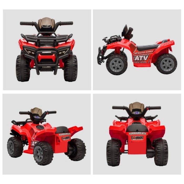 Voiture Electrique Enfant ATV, 6V Quad Electrique pour Enfants avec Musique, Klaxon, Phares LED pour Enfants 3+ ans - Rouge - Jeux - Jouets