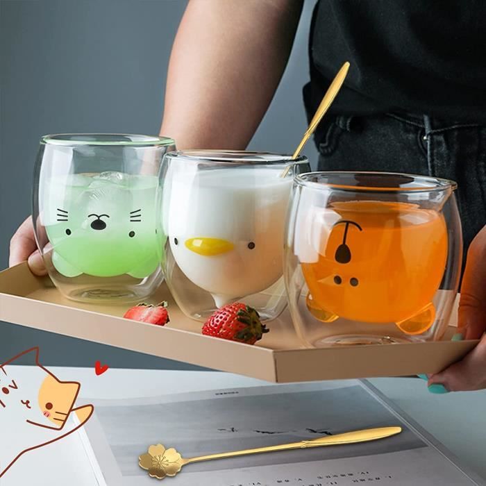 Tasses à Expresso En Verre Double Paroi - Lot De 4, 170 Ml, Soufflées à La Main, Poignée Confort - Pour Café, Thé - 7