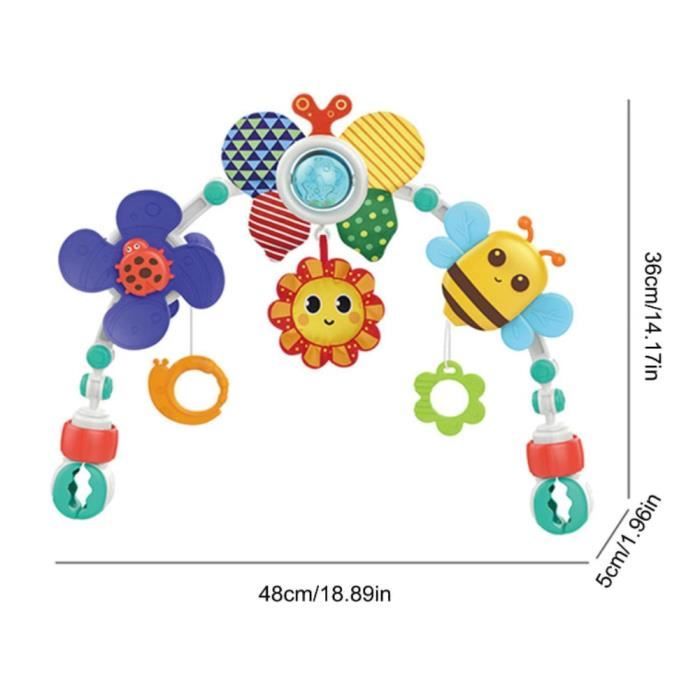 HappyKidsClub – Arche D'activités Pour Poussette – Océan – Clips Réglables – Jouets Sensoriels – Silicone Alimentaire Et ABS – 0-18 Mois