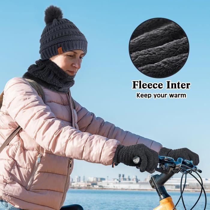 Ensemble D'hiver Chaud En Tricot Packs Bonnet écharpe Et Gants