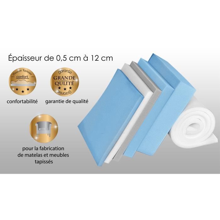 Plaque Mousse Polyuréthane Haute Densité 100×200 Cm – Épaisseur 3 Cm – Rembourrage Canapé, Matelas, Siège, Costume, Décoration