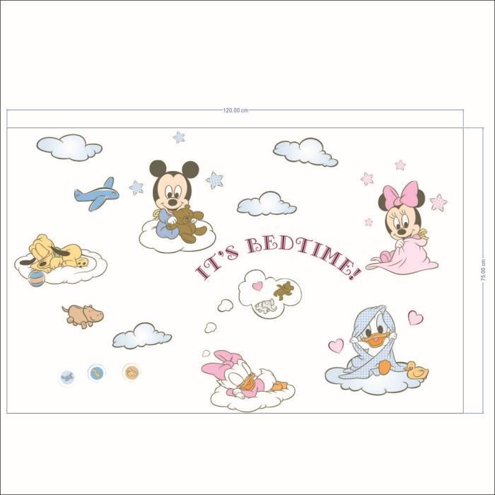 Stickers muraux enfant Minnie et Donald Duck bonne nuit et faites des beaux  rêves - Cdiscount Maison