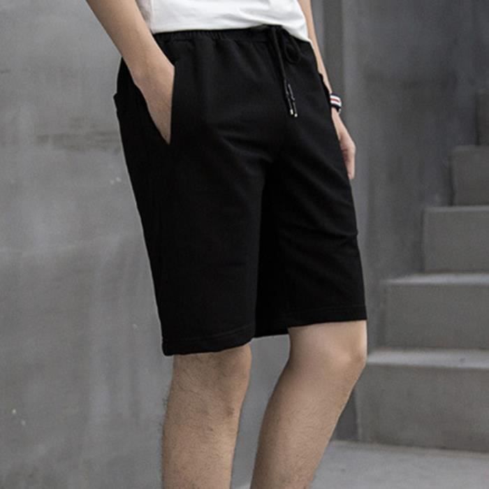 Short Homme Yuson Girl - 100% Coton - Taille Élastique Avec Cordon - Décontracté Plage/Été