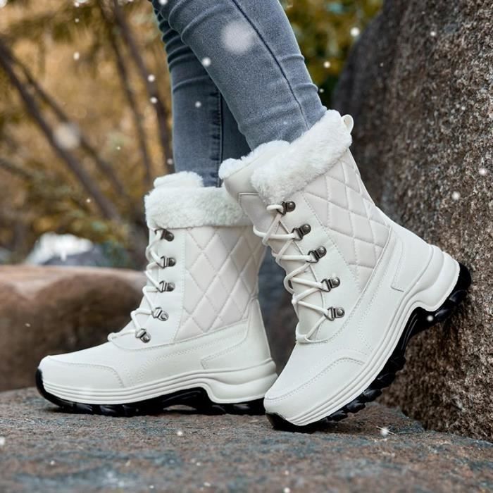 Bottes de Neige Femme Hiver Imperméables avec Doublure Chaude et Semelle en  Caoutchouc Antidérapante,Marcher Faire de la Randonnée Noir - Cdiscount  Chaussures