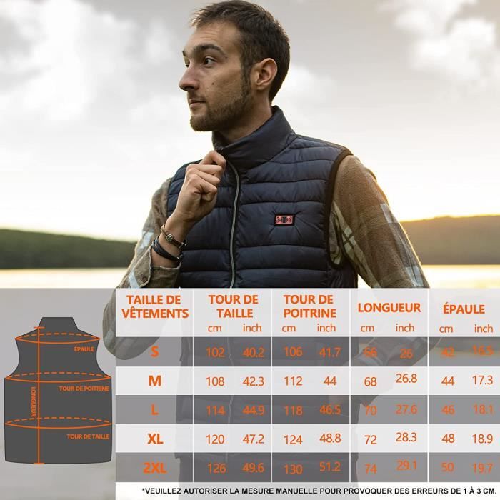 Veste Chauffante Homme électrique Avec Batterie 20000mAh - 6 Zones Chauffantes, 3 Niveaux De Température (45-65°C), Imperméable - 11