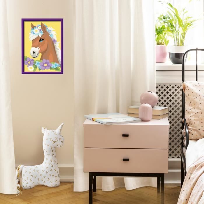 Ravensburger CreArt Kids – Peinture Par Numéros Cheval Et Chatons – 18x24 Cm – Kit Complet Avec Cadre – Dès 7 Ans