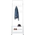 Portant Vetement Blanc Avec 3 Etageres A Chaussures Porte Manteau